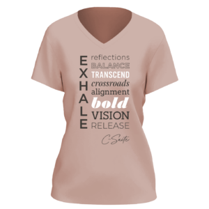Desert Pink Ladies V-Neck Exhale C-Suite T-Shirt