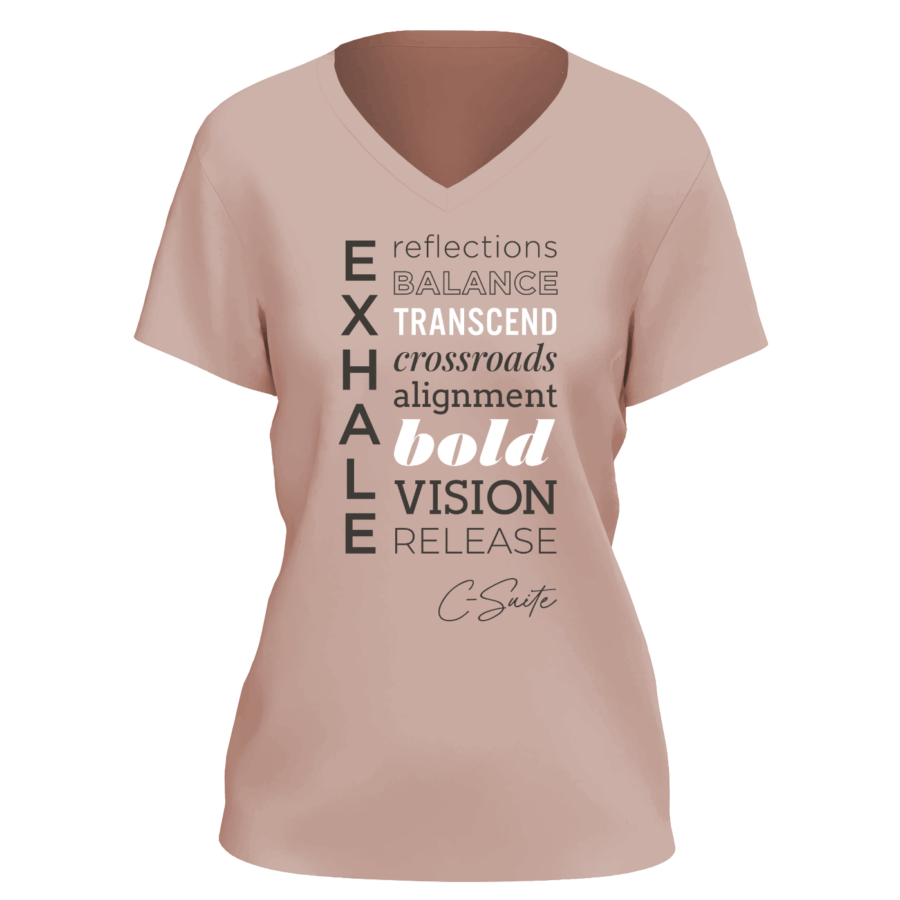 Women's Desert Pink V-Neck Exhale C-Suite T-Shirt