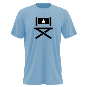 Black Director's Chair on Carolina Blue