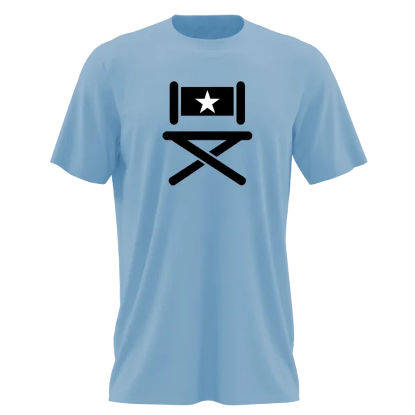 Black Director's Chair on Carolina Blue