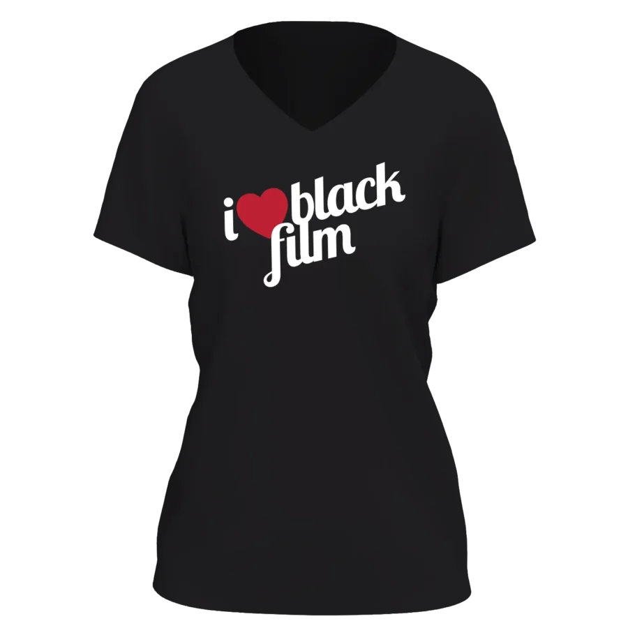 Women's "I Love Black Film" Black V-Neck T-Shirt