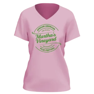 Ladies Fitted Pink V - Neck with Circular Logo