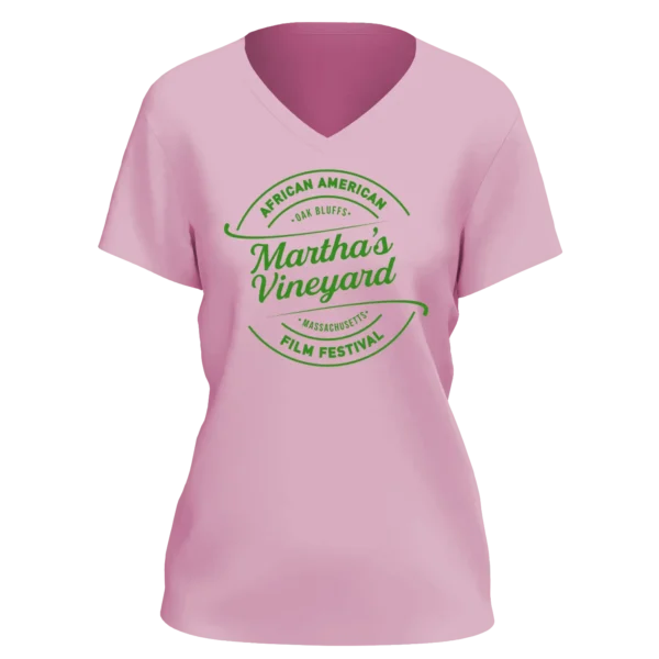 Ladies Fitted Pink V - Neck with Circular Logo