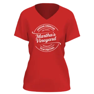 Red V-Neck Ladies Fitted with Circular Logo